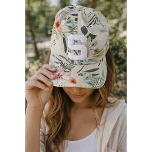 Michigan State Spartans Floral Adjustable Hat Cap Women’s Beige Licensed NCAA